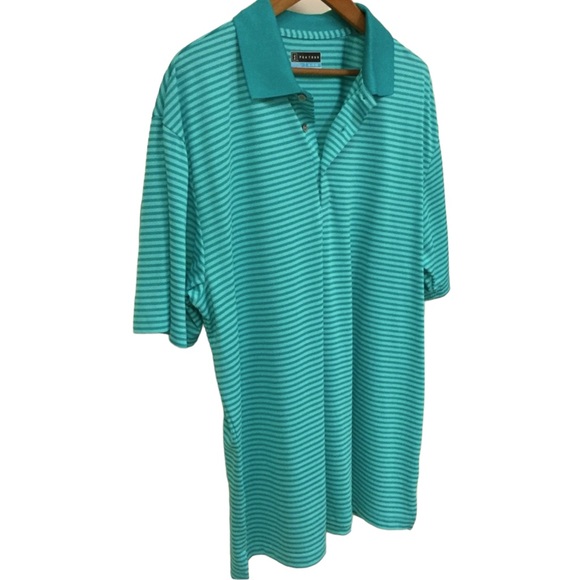 PGA TOUR Men’s sz X Large Polo Golf Shirt Shirt Sleeves Stripes Green Blue - Picture 6 of 9